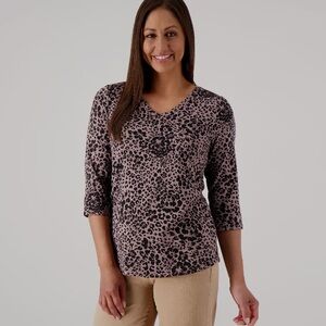 Belle by Kim Gravel QVC TripleLuxe Animal Print Women's Top